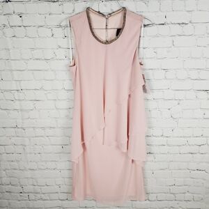 LYMAN by FRANK LYMAN | beaded bling collar sleeveless flowy shift dress